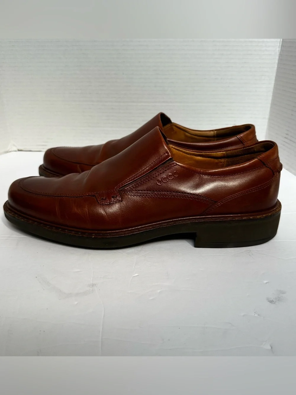 ECCO Men's Cognac Holton Slip-On Leather Business Loafers-Size 44 US 10/10.5